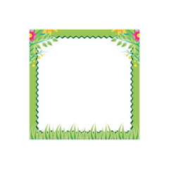 frame square with flowers decoration