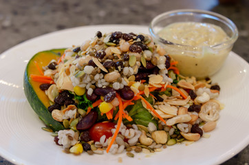 Salads, vegetables and cereals and nuts