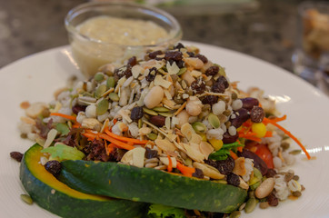 Salads, vegetables and cereals and nuts