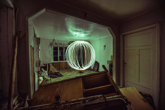 Ball Of Light In Run Down Abandoned  Room Interior