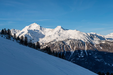 Fototapeta na wymiar Beautiful mountains and rocks around Bormio, Sondrio, Italy. Alps, sunny winter day.