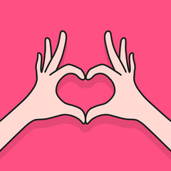 Obraz premium cartoon female hands making heart