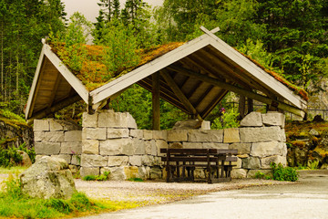 Picnic area at road, Norway