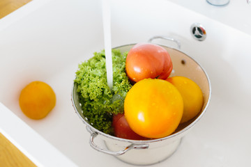 Washing fresh vegetables