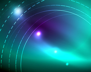 Neon circles abstract background