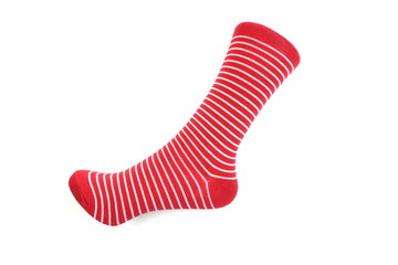 red and white stripe socks isolated on white background;