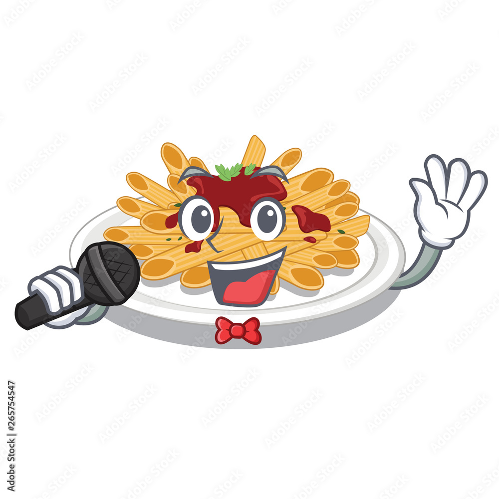 Wall mural singing pasta in the a mascot shape