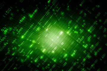 2d illustration abstract digital binary data on computer screen