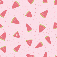 Seamless summer watermelon pattern. Vector dotted background for fabric, wallpaper, scrapooking projects.
