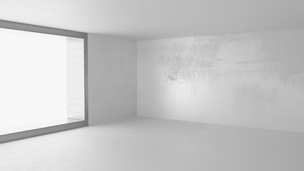 Abstract architecture white room interior loft style, Empty room with lighting 3d rendering.