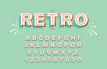 Vector of modern bold font and Vintage Alphabet vector 80 s, 90 s