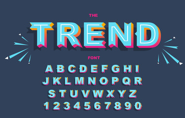Fototapeta na wymiar Vector of modern bold font and Vintage Alphabet vector 80 s, 90 s