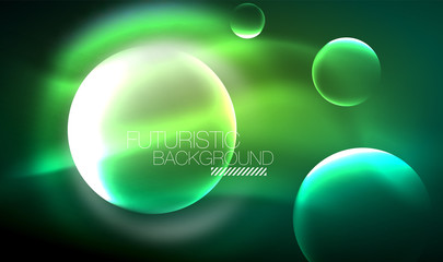 Vector glowing neon circles abstract background