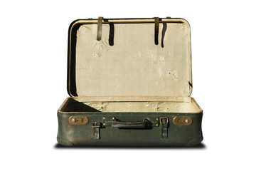 Travel Vintage Leather Suitcase Isolated On White Background