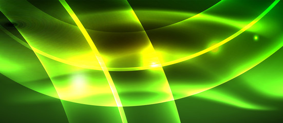 Neon shiny light glowing wave lines