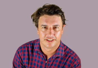 Obraz premium fresh natural portrait of young happy and successful man next door smiling confident and cheerful looking trustworthy and reliable in male positive face expression