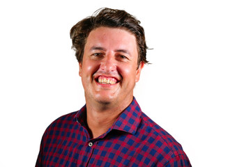 Obraz premium fresh natural portrait of young happy and successful man next door smiling confident and cheerful looking trustworthy and reliable in male positive face expression