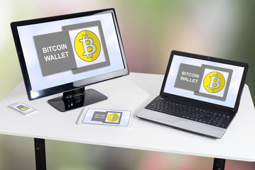 Bitcoin wallet concept on different devices