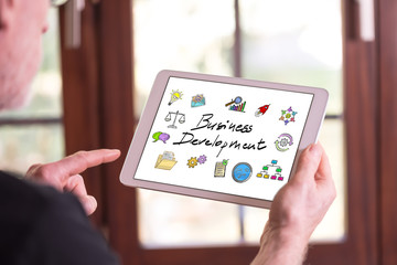 Business development concept on a tablet