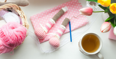 The process of crochet amigurumi bears