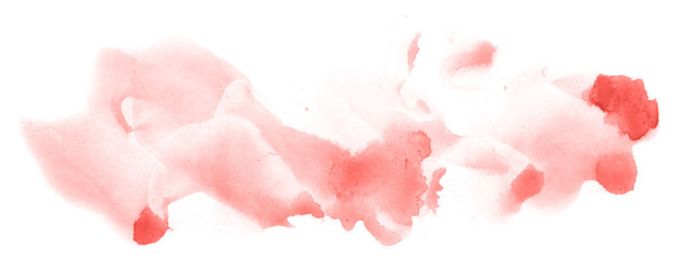 Abstract watercolor background hand-drawn on paper. Volumetric smoke elements. Red color. For design, web, card, text, decoration, surfaces.