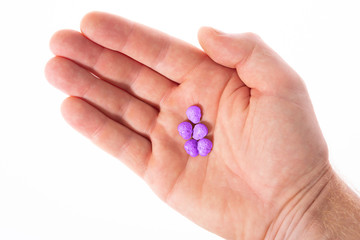 amphetamine, Blue, pink, purple army Skull, Ecstasy, XTC pills isolated on a white background.