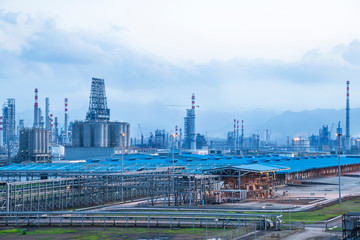 Refinery plant under the background of blue sky white clouds