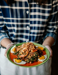 Seablite Seepweed salad with Shrimp and boiled egg
