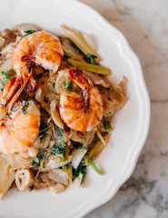 Stir fry glass noodle with shrimp - Asian home cooking cuisine