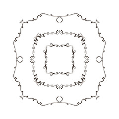 Set of hand drawn frames. black and white vector illustration