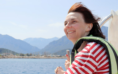 Woman on the sea beach