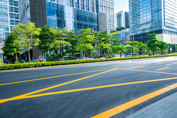 highway transportation and the high-rise building under the blue sky.