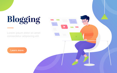 Modern flat blogging landing page template