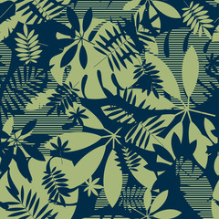 Abstract tropical seamless pattern in green colors