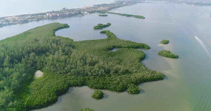 Drone aerial footage of Jim Neville Marine Preserve, Siesta Key Florida