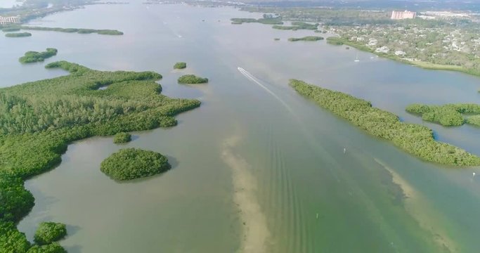 Drone aerial footage of Jim Neville Marine Preserve, Siesta Key Florida