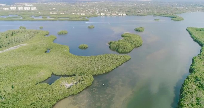 Drone aerial footage of Jim Neville Marine Preserve, Siesta Key Florida