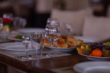 wedding table setting in the restaurant,shot in natural light