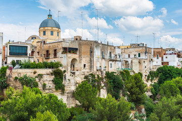 Massafra and its ravines. Houses built in the rock. Puglia to discover. Italy