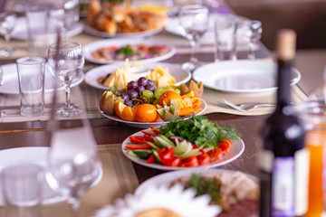 wedding table setting in the restaurant,shot in natural light
