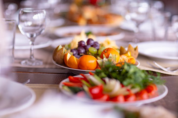 wedding table setting in the restaurant,shot in natural light