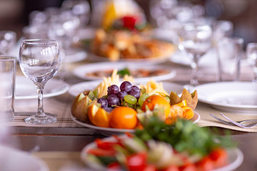 wedding table setting in the restaurant,shot in natural light