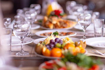 wedding table setting in the restaurant,shot in natural light