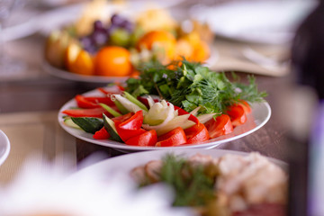 wedding table setting in the restaurant,shot in natural light