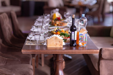 wedding table setting in the restaurant,shot in natural light