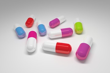 Large colorful medical pills