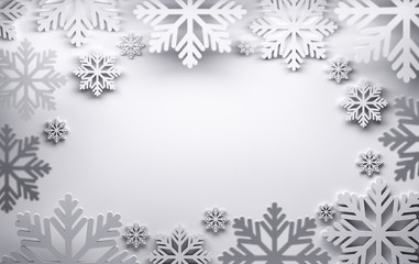 Naklejka na ściany i meble White Christmas snowy background with copy space