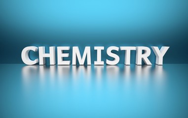 Word Chemistry on blue background