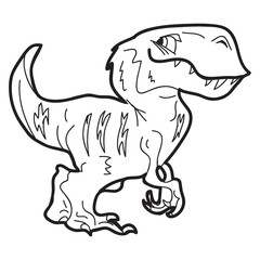 Cartoon doodle illustration of dinosaur rex, tyrannosaurus (dino t-rex) for coloring book, t-shirt print design, greeting card