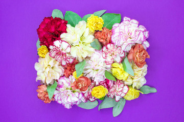 Colorful flower bouquet background made of colorful carnation flowers wall for background and wallpaper